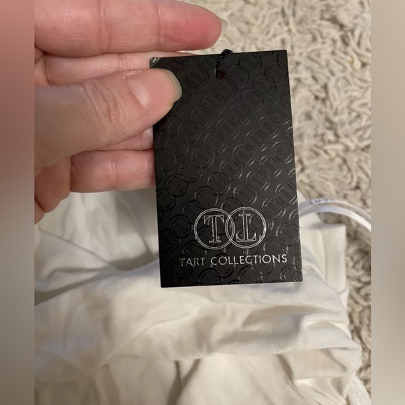 TART white stretchy off One Shoulder above knee dress small S 4 NWT - Picture 3 of 6